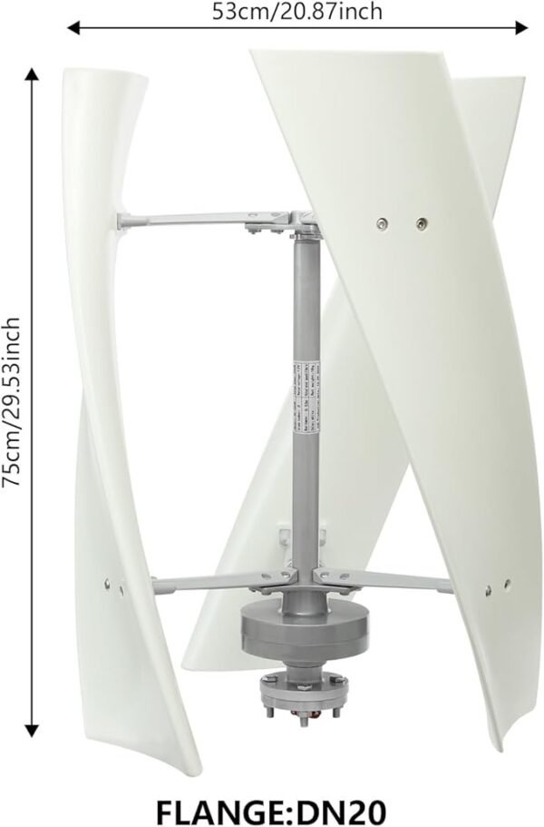 Wind Turbine Generators Kit, 500W Vertical Axis Wind Turbine Generator Home Windmill Kit Hybrid Wind System with Controller for Home, Business, Industrial Energy Supply (500W 12V White) - Image 2