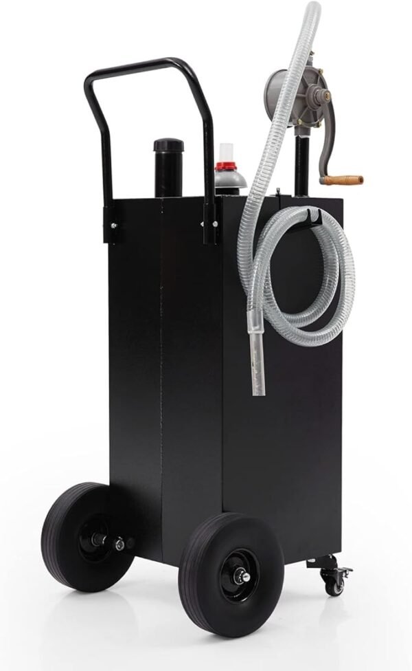 40 Gallon Gas Caddy, Fuel Transfer Tank Gasoline Diesel Can Reversible Rotary Hand Siphon Pump, Fuel Storage Tank For Automobiles ATV Car Mowers Tractors Boat Motorcycle (Black) - Image 2