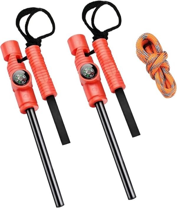 AOFAR Fire Starter AF-381/AF-381plus Fire Steel with Paracord and Whistle for Camping, Hiking, Hunting, Backpacking, Boating, Emergency Rescue