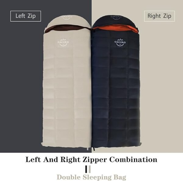 '-10°F 0°F Goose Down Sleeping Bag for Adults,800 Fill Power,Ultralight Wearable 4 Season Cold Weather Rectangle Sleeping Bag for Camping Hiking,Can be Used as a Down Blanket or Cloak - Image 4