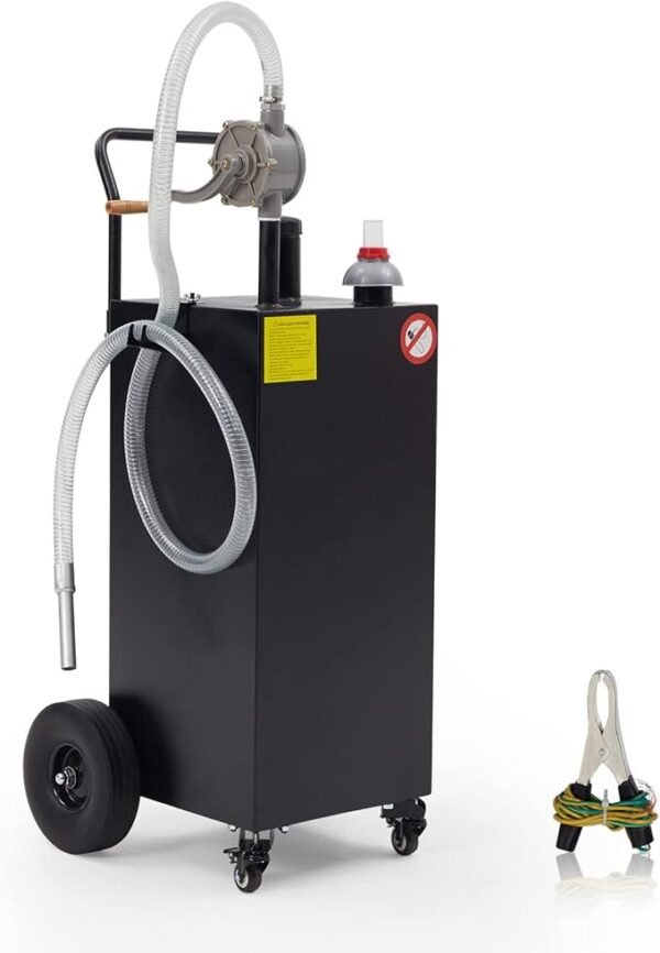 40 Gallon Gas Caddy, Fuel Transfer Tank Gasoline Diesel Can Reversible Rotary Hand Siphon Pump, Fuel Storage Tank For Automobiles ATV Car Mowers Tractors Boat Motorcycle (Black)