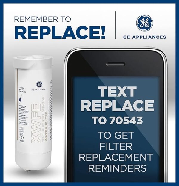 GE XWFE Refrigerator Water Filter, Genuine Replacement Filter, Certified to Reduce Lead, Sulfur, and 50+ Other Impurities, Replace Every 6 Months for Best Results, Pack of 1 - Image 3