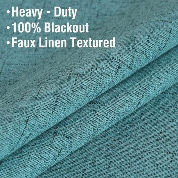 H.VERSAILTEX Linen Blackout Curtains 108 Inches Long 100% Absolutely Blackout Thermal Insulated Textured Linen Look Curtain Draperies Anti-Rust Grommet, Energy Saving with White Liner, 2 Panels, Teal - Image 3