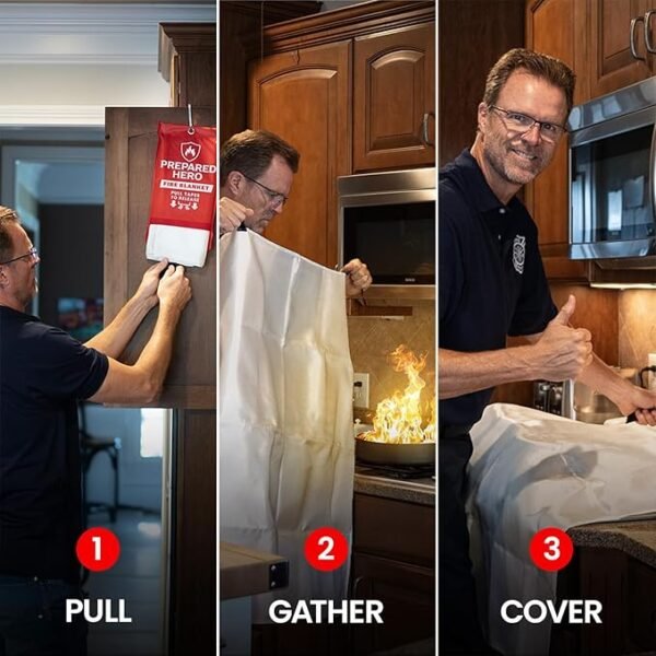 Prepared Hero Emergency Fire Blanket - 2 Pack - Fire Suppression Blanket for Kitchen, 40” x 40”, for Home, Fiberglass Fire Blanket - Image 3