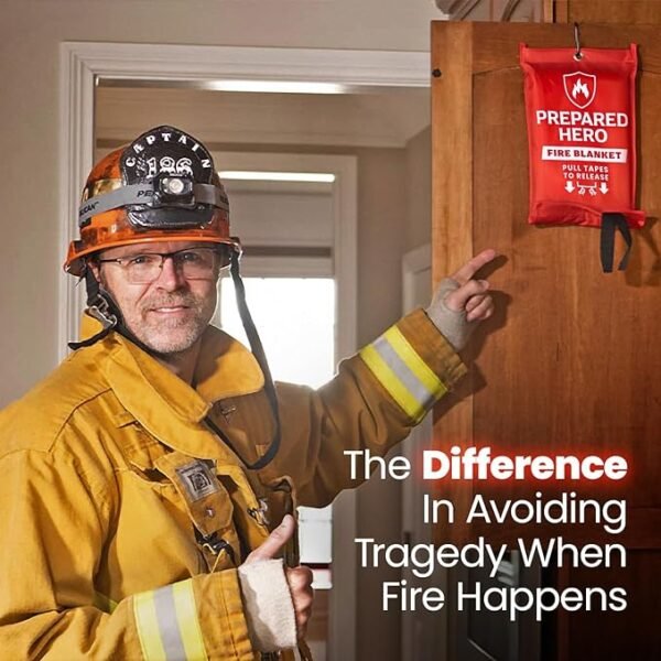 Prepared Hero Emergency Fire Blanket - 2 Pack - Fire Suppression Blanket for Kitchen, 40” x 40”, for Home, Fiberglass Fire Blanket - Image 4