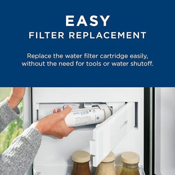 GE XWFE Refrigerator Water Filter, Genuine Replacement Filter, Certified to Reduce Lead, Sulfur, and 50+ Other Impurities, Replace Every 6 Months for Best Results, Pack of 1 - Image 2