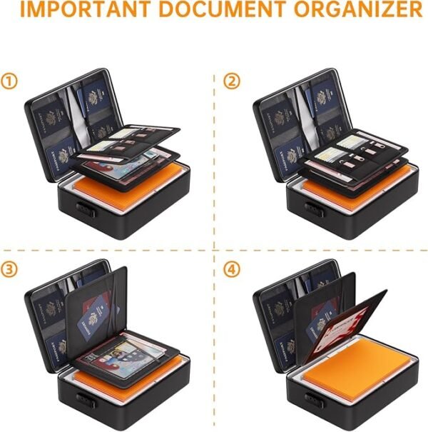 DocSafe 5200°F Document Organizer with Lock,Upgraded Heat Insulated Fireproof＆Waterproof Box 8 Layers File Organizer,Portable Home Travel Safe Storage for Important Documents, Files and More - Image 2