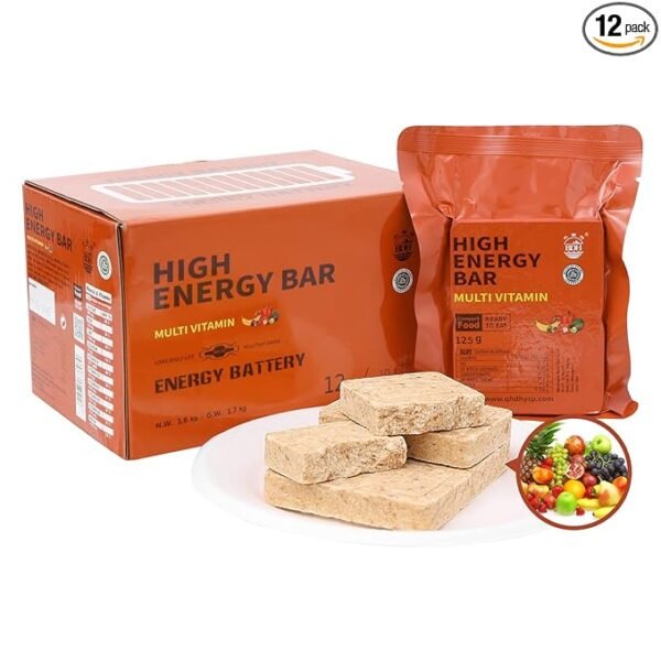 Emergency Food Ration Bars, Multi Vitamin Flavor Survival Tabs Supply for Outdoor Camping Emergency Snowstorm Earthquake Disaster Preparedness Kit With Long Self Life 12 Count，Multi Vitamins