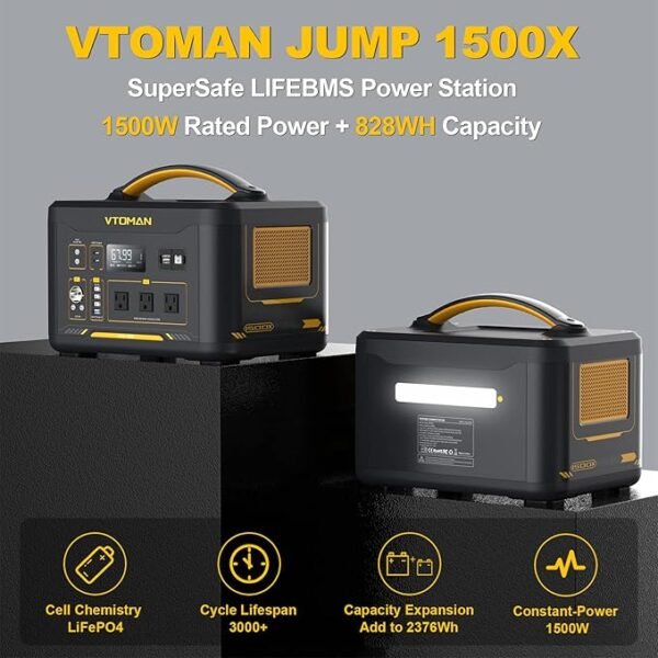 Vtoman 2376Wh Portable Power Station Bundle with Extra Battery & 200W Solar Panel Included, Up to 3000W Solar Generator for Home Backup, Off-grid, Road Trip, RV, Camping, Emergencies - Image 2