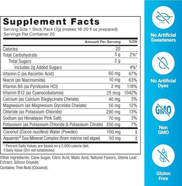 FORCE FACTOR Liquid Labs Electrolytes Powder Packets—Lemon Lime—Hydration Packets to Make Electrolyte Water with 5 Essential Electrolytes, Vitamins, Minerals, and Antioxidants, 20 Stick Packs - Image 3