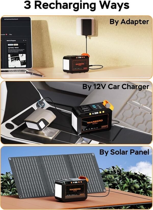 MARBERO 111Wh Solar Generator with Solar Panel Included Portable Power Station 120W with Foldable Solar Panel 30W Set for Camping Outdoor Hiking Fishing Emergency - Image 4