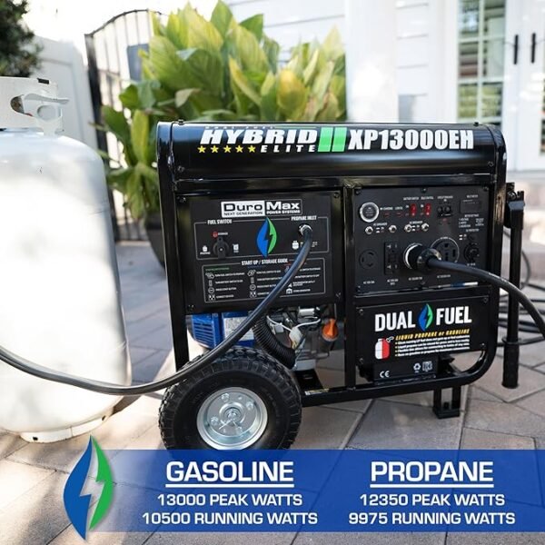DuroMax XP13000EH Dual Fuel Portable Generator 13000 Watt Gas or Propane Powered Electric Start-Home Back Up, Blue/Gray - Image 3