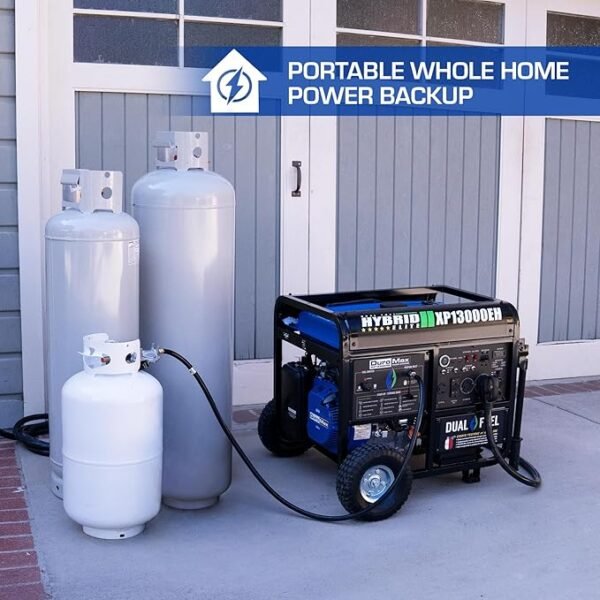 DuroMax XP13000EH Dual Fuel Portable Generator 13000 Watt Gas or Propane Powered Electric Start-Home Back Up, Blue/Gray - Image 2