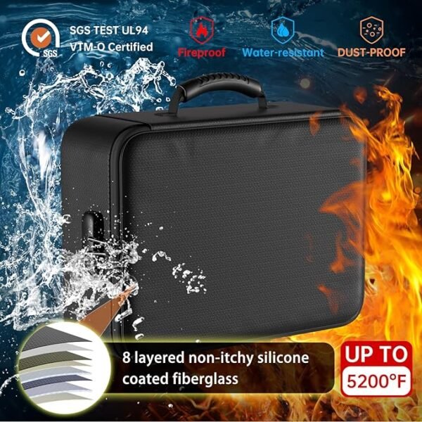 DocSafe 5200°F Document Organizer with Lock,Upgraded Heat Insulated Fireproof＆Waterproof Box 8 Layers File Organizer,Portable Home Travel Safe Storage for Important Documents, Files and More - Image 3