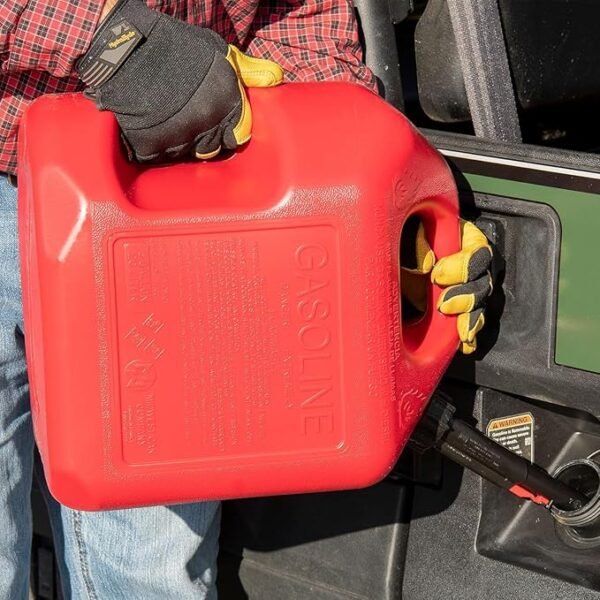 Midwest Can 5610 Safe-Flo Auto Shut Off 5 Gallon Gas Can – Durable Fuel Containers with FlameShield Safety System & Quick-Flow Spout - Red - 4 Pack - Image 3