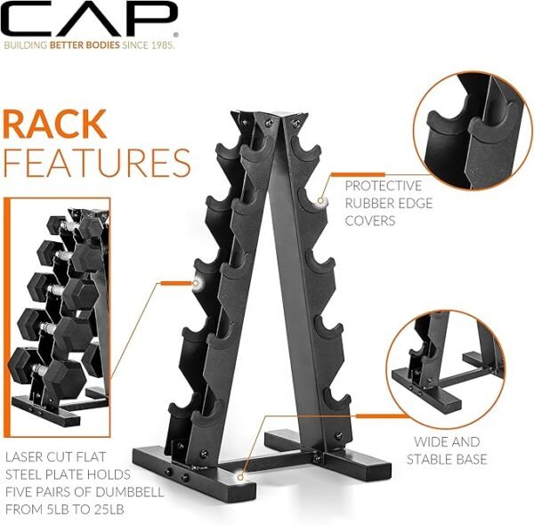 CAP Barbell Dumbbell Set with Rack | Multiple Options in 150lbs and 210lbs - Image 4