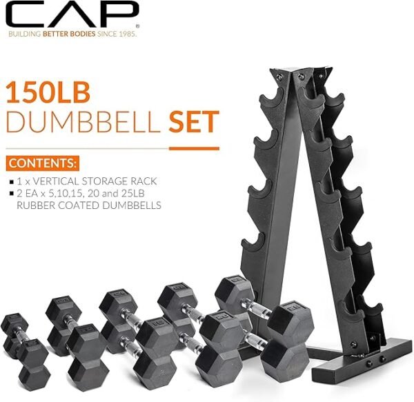 CAP Barbell Dumbbell Set with Rack | Multiple Options in 150lbs and 210lbs - Image 2