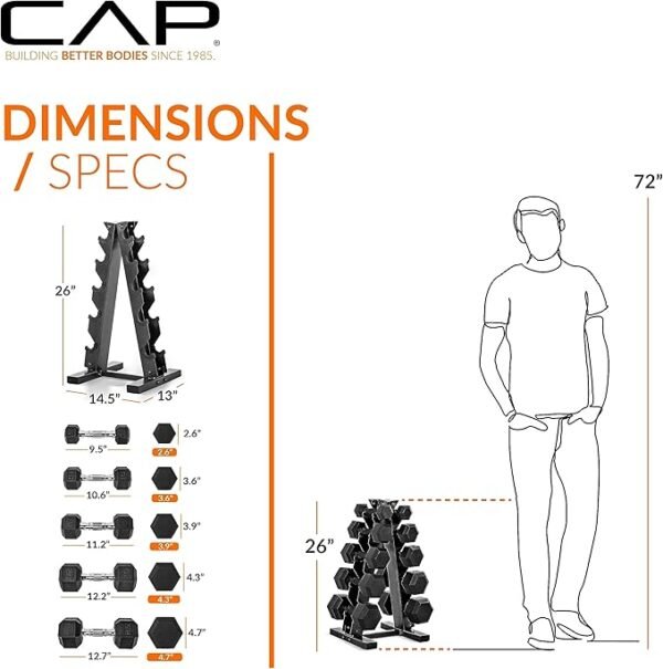 CAP Barbell Dumbbell Set with Rack | Multiple Options in 150lbs and 210lbs - Image 3