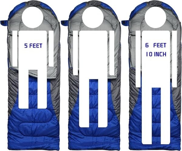0 Degree Winter Sleeping Bags for Adults Camping (450GSM) - Temp Range (5F–32F) Portable Waterproof Compression Sack- Camping Sleeping Bags for Big and Tall in Env Hoodie: Backpacking Hiking 4 Season - Image 3