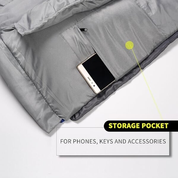 0 Degree Winter Sleeping Bags for Adults Camping (450GSM) - Temp Range (5F–32F) Portable Waterproof Compression Sack- Camping Sleeping Bags for Big and Tall in Env Hoodie: Backpacking Hiking 4 Season - Image 4